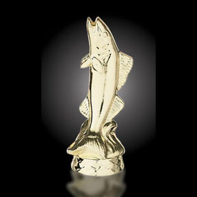 fish trophy - High quality goldtone fish figure, mounted on your choice of base.