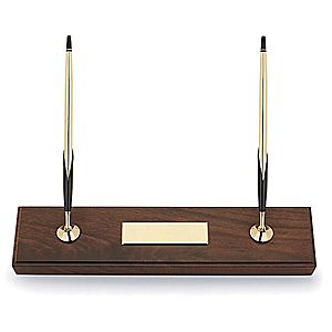 Desk Pen Set C5201 - Hand-rubbed walnut double desk set with 10K gold filled cross pens