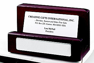 Wood Business Card Holder - CG69493 - Rosewood finish business card holder - Max collection