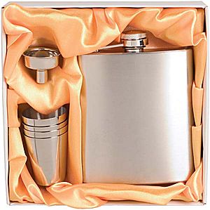Flask Set P - 8 oz Flask with 4 Shot Cups and Funnel Set