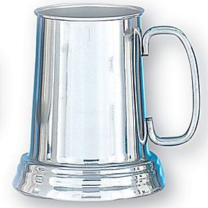 Tankard CM X2502 - Aluminum Beer Mug, 21 oz, glass bottom.