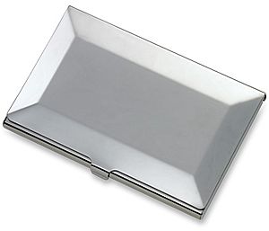 Business Card Case RO-CC66B - Silvertone Beveled Edge Business Card Case