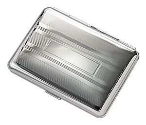 cigarette case  - business card case RO-S25S - Small Double - Sided Silver Cigarette Case / Card Case