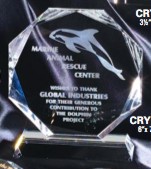 Crystal octogon award Cry00 - This octogon award comes in 2 sizes.  It can be engraved on the face of the award and/or on the base.