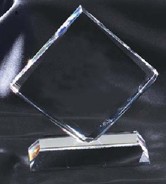 Diamond shaped crystal award cry8 - This diamond shaped award comes in 3 sizes. Standard engraving is on the face of the diamond.