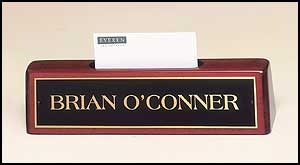 541 - Rosewood piano-finish name plate with business cardholder