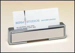 pk20 - Polished silver business card holder with matte silver accents