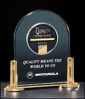 Medallion award - A1817 - 3/16 in. thick acrylic award with CAM medallion on a gold-plated brass base with columns.