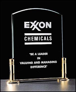 A1 - Jade Acrylic Award on a gold-plated solid brass base with columns.