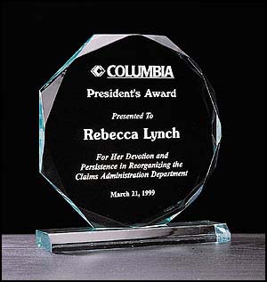Octagon Acrylic Award A380 - Jade Acrylic Award, octagon shaped, comes in 3 sizes.