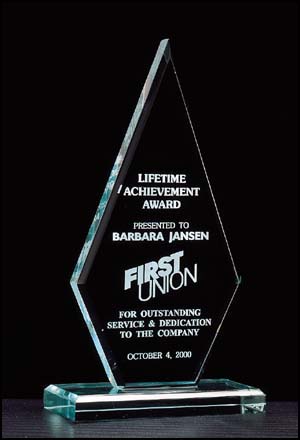 A640 - polished acrylic award on acrylic base. Avail. in 2 sizes.