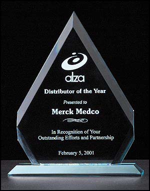 Acrylic Award - a6510 - Arrow shaped jade acrylic Award on acrylic base. Avail. in 3 sizes.
