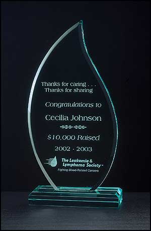 Flame acrylic Award a653 - Jade acrylic award comes in 3 sizes: small, medium and large.