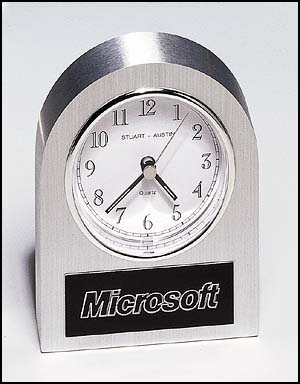 bc77 - Brushed silver aluminum clock, white dial