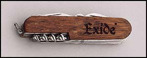Tkn10 - 14 function pocket knife, wood panel on both sides - great for a groomsman gift!