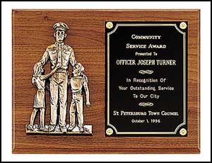 p1965 - Police award with antique bronze finish casting.