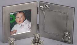 Baby Frame cg03274 - Brushed hinged Baby Picture Frame holds a 3X3 photo.