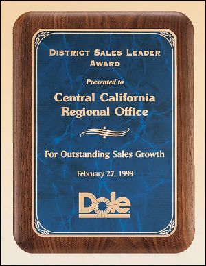 p348 - Rounded Corners Walnut Plaque - Solid American walnut plaque with rounded corners.  Available in 3 colors and 3 sizes starting at 7 in X 9 in.