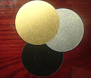 Circular Metal Plate Engraved - Brass circular engraving metal disk comes in 3 tones: gold, silver or black