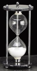 Sand timer BB-D826 - Black Marble and Chrome sand timer, 10 in. tall, 60 minutes., engraved plate optional.