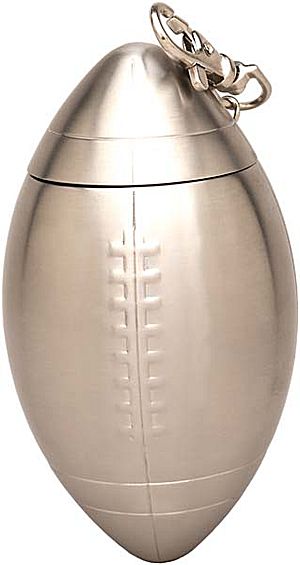 Flask F219 - 6 oz. Stainless Steel Football Flask with Key Ring