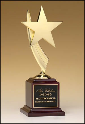Shooting Star Award 1570 - Star casting in goldtone finish
on rosewood piano-finish base.