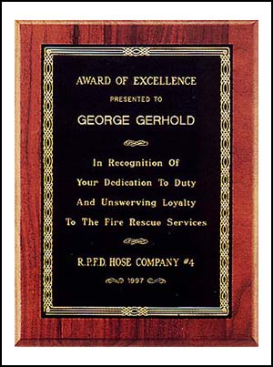 walnut plaque - Black or brush brass plate on American walnut plaque. Available in 2 colors, sizes start at 4 1/2 in X 6 in