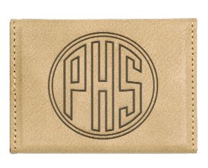 Tan Leather Business Card Holder - Light Brown Leatherette Hard Business Card Holder